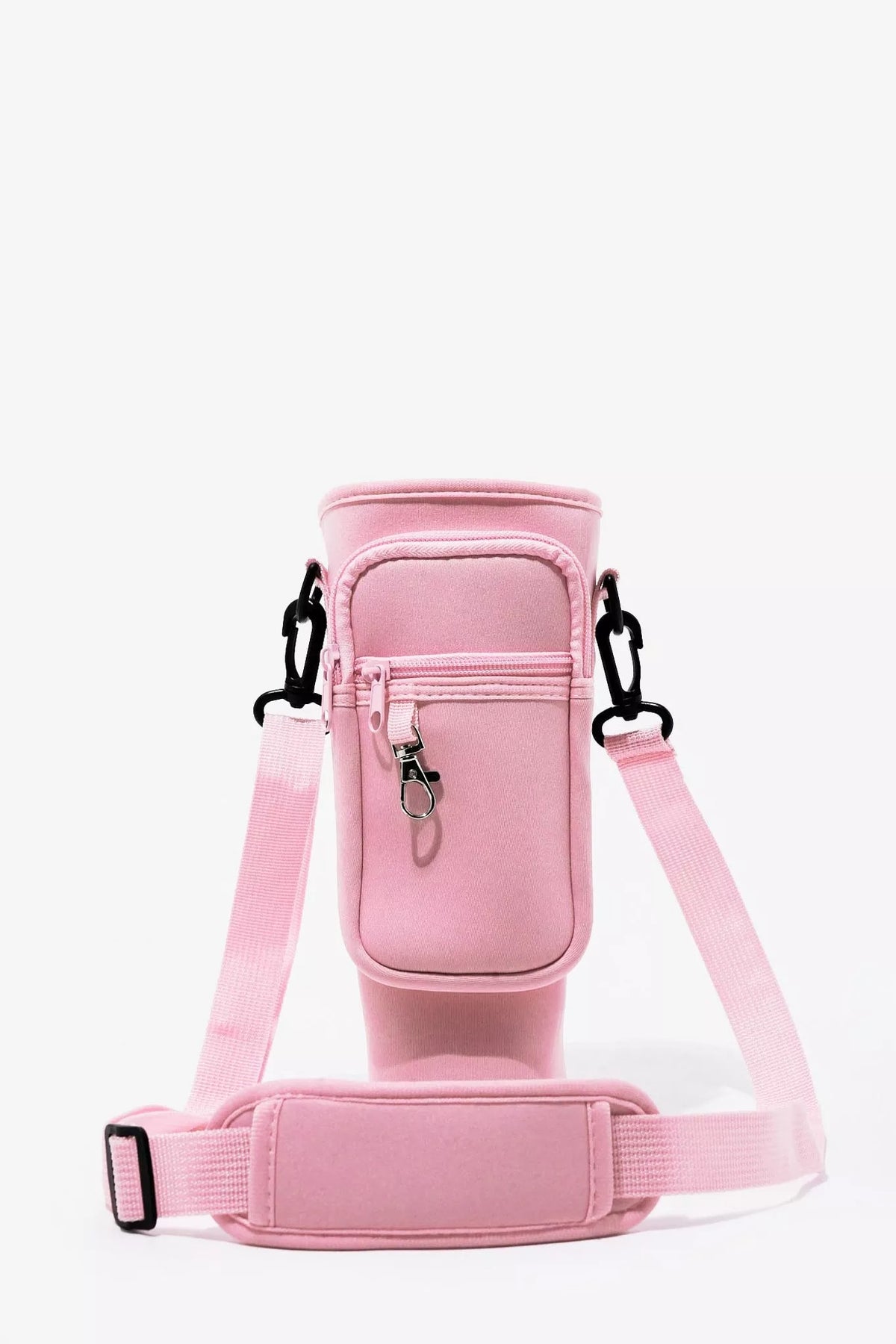 40oz Tumbler Bag with Phone Pocket – Blush Pink Insulated Cup Holder Carrying Bag with Adjustable Strap (Color Pink